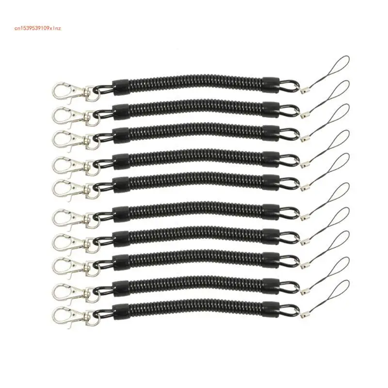 

10x Spring Coil Keychain Swivel Lobster Clasp Keyring Retractable Coil Cord Springs Keychain for Workshop Home Office