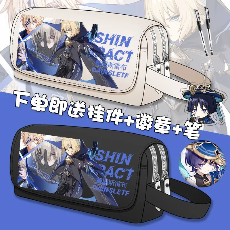 Игра Genshin Impact Косплей Arlecchino Freminet Kirara Furina Wriothesley Холст Флип-ручка Сумка Пенал