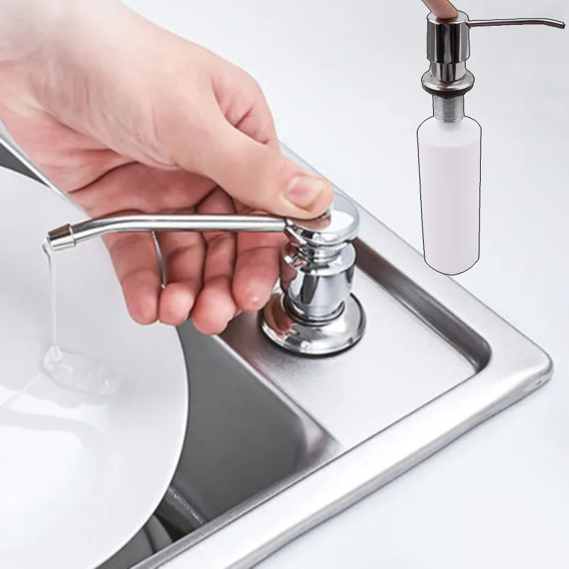 

300ml Kitchen Sink Soap Dispenser ABS Dispenser Detergent Liquid Soap Lotion Dispensers Liquid Soap Bottle Stainless Steel Head