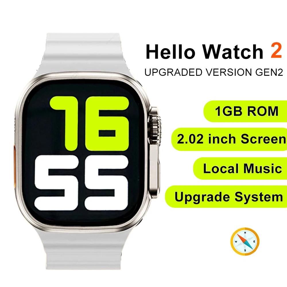 

Hello Watch 2 H11 Ultra Upgraded 1GB Smart Watch Series 8 49mm Compass Heart Rate Monitor IWO 2023 Men Women Smartwatch