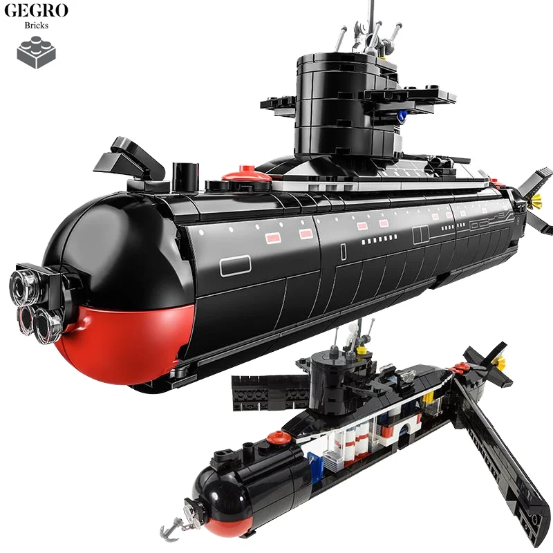 

WW 2 Military Submarine Warship Weapons Navy Ship Soldiers Model Building Blocks Army Navy Boat 519Pcs Bricks Toys For Children