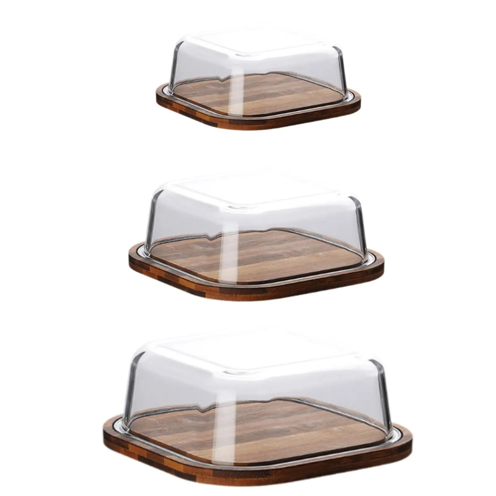 Glass Cover Butter Dish Easy Clean Multiuse Keeper Dessert Box for Restaurant Coffee Shop Bakery Dining Room Countertop
