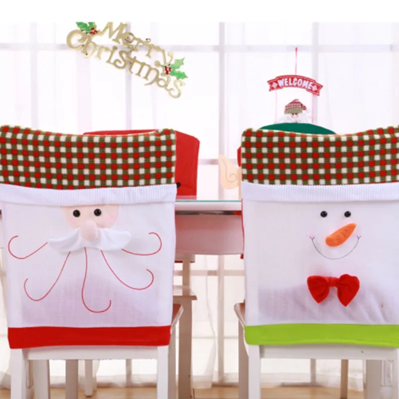 

2022 головной убор Санта-Клаус, искусственный декор, обеденный стул, наборы рождественских кепок, обеденный стол, шляпа, чехлы на спинку стула ...