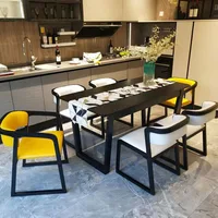 Modern convenient design dining table set round marble top metal rotating turntable with soft chairs furniture for dining room