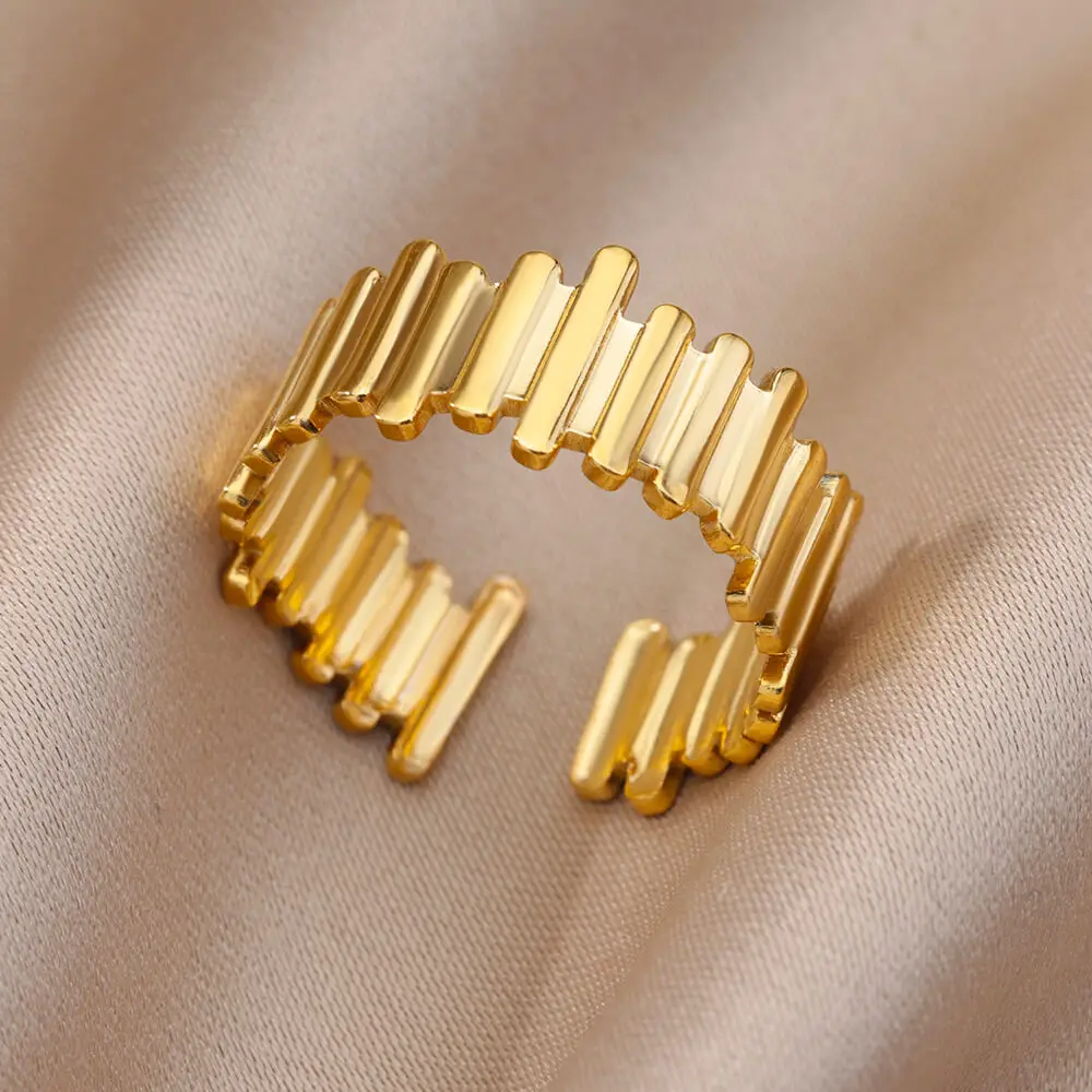 

Stainless Steel Rings For Women Men Gold Color Open Engagement Wedding Party Ring Female Male Fashion Finger Jewelry Gift