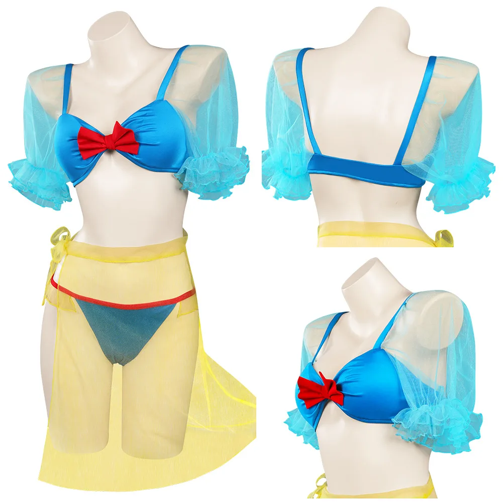 

Snow Cosplay White Swimsuit Cosplay Costume Three-Piece Swimwear Outfits Halloween Carnival Suit