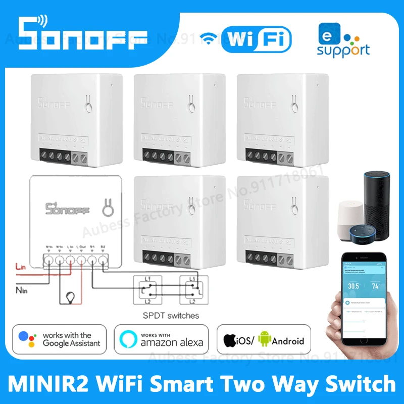 Умный светильник ель SONOFF MINI R2 с Wi-Fi релейный модуль голосовым управлением