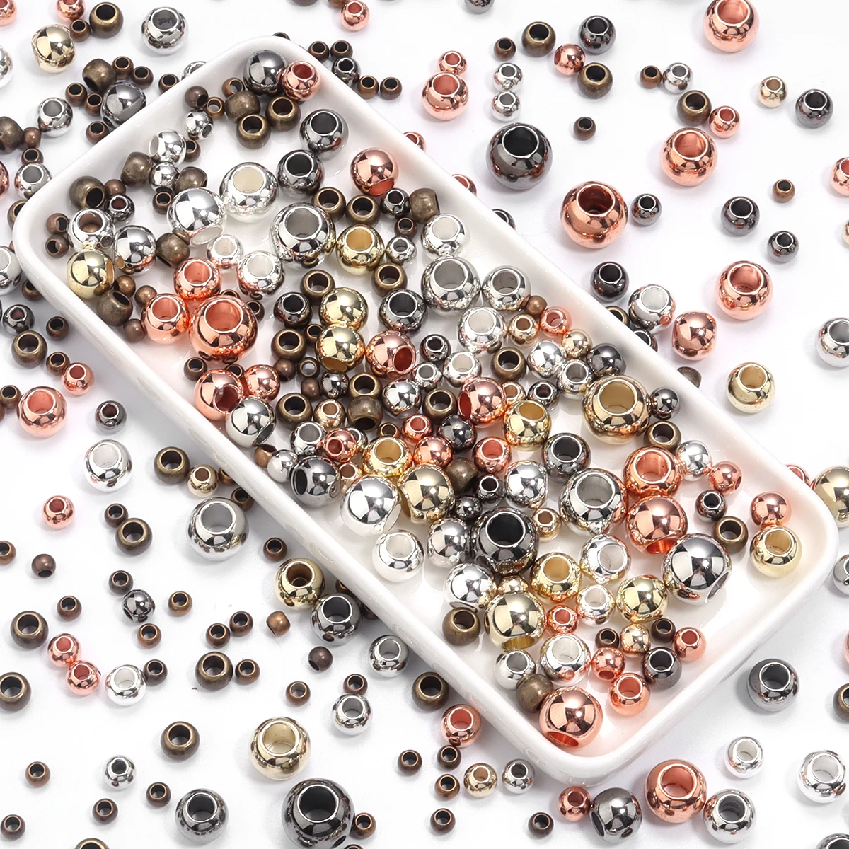 Круглые бусины с большим отверстием для ювелирных изделий 4-14 мм 20-200 шт.