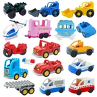 Конструктор детский большого размера, совместимые с детскими фигурами, дорожный автомобиль, поезд, самолет, городская серия, развивающие игрушки