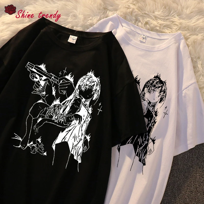

Oversized T-Shirt Kawaii Cat Graphic Print Women T Shirts Harajuku Aesthetic Tops Casual Tee Shirt Fashion Summer Y2k Tshirt Top