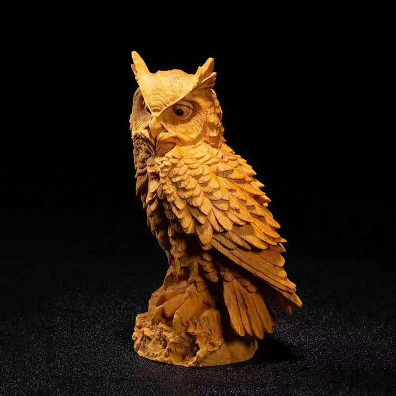 Натуральная Фигурка Совы Кактуса Резная Деревянная Милая Отделка Для Домашнего