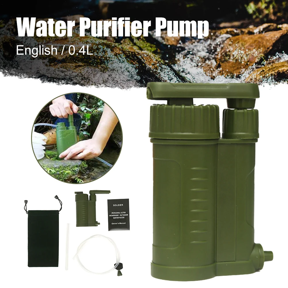 

Water Purifier Pump with Replaceable 0.01 Micron Filtration System Portable Water Filter for Outdoor Survival Camping Emergency