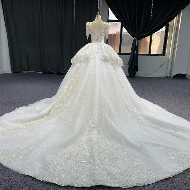 Elegant Women's Long Dress For Wedding Organza Ball Gown Square Collar Wedding Dresses For Women Beading MN198 Robe De Mariée 2