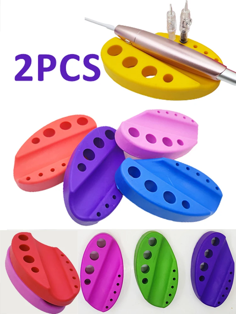 

2pcs Pigment Cup Holder Embroidery Paint Caps Permanent Makeup Machine Pigment Ink Tattoo Accessories Oval Silicone Tattoo Ink