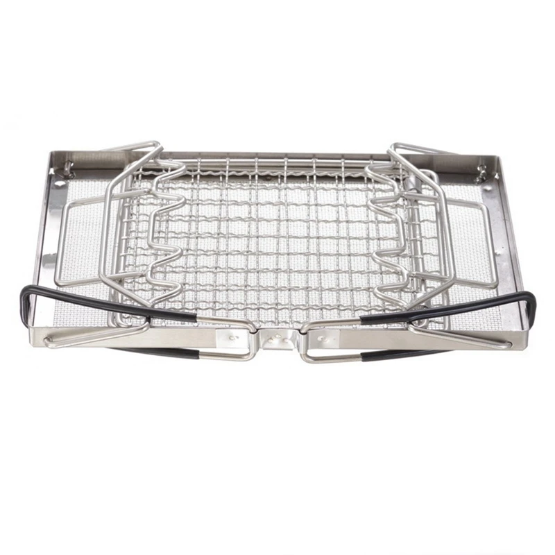 

1 PCS 304 Stainless Steel Portable Toaster Hand-Held Holder Camp Roaster Grill Rack Camping Toaster