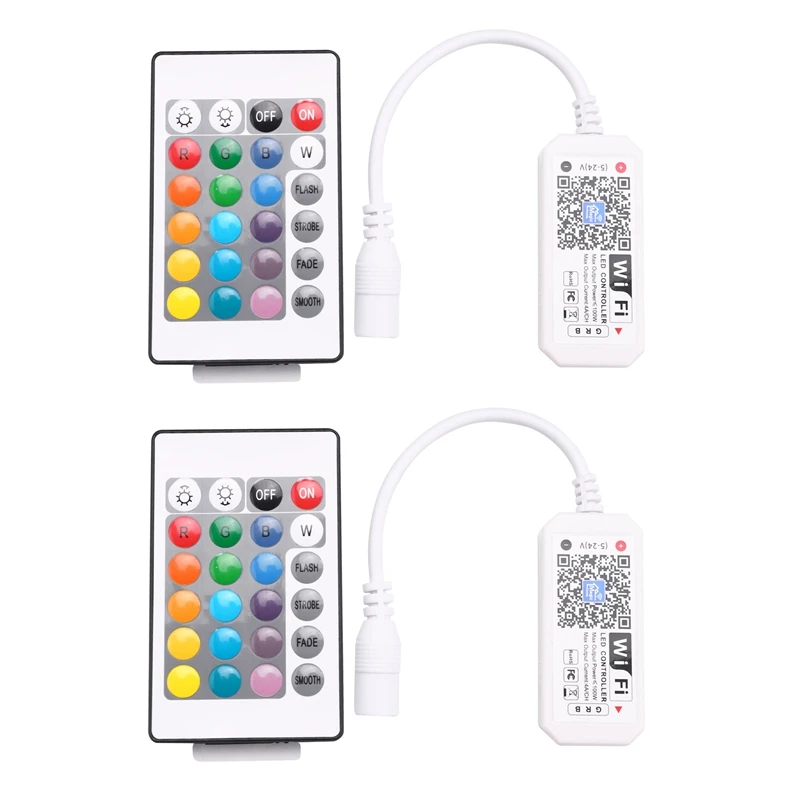 

2X Wifi Wireless LED Smart Controller For Alexa Google Home Ifttt Compatible, Rgb LED Strip Lights Dc 12V 24V
