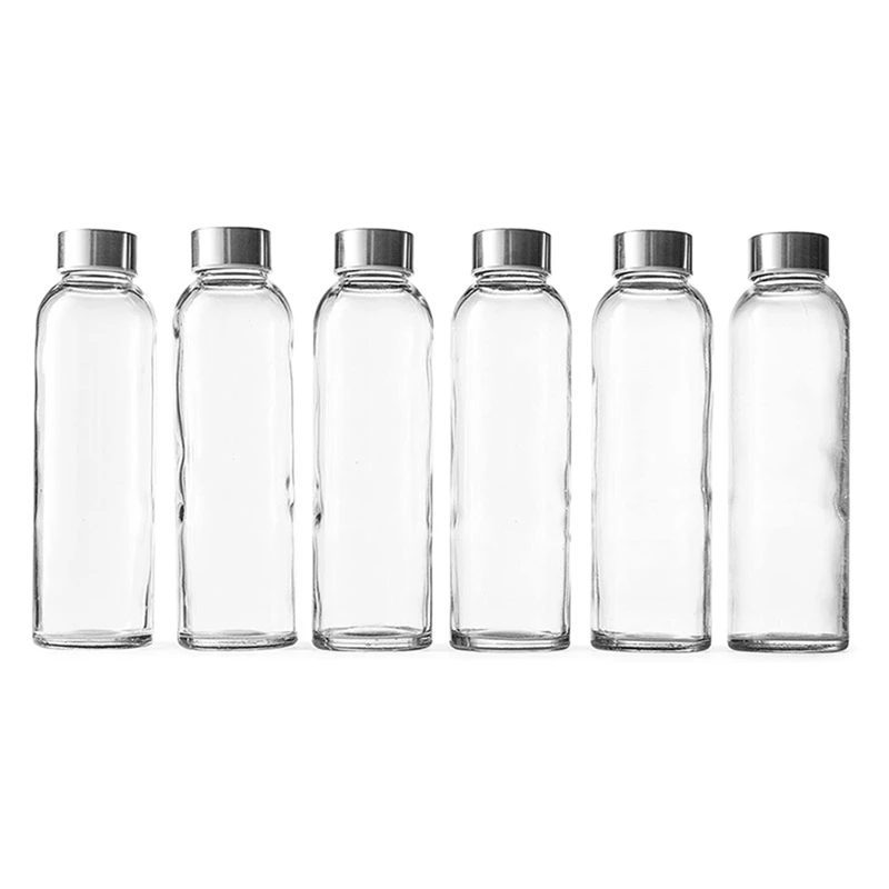 

18 Oz Clear Glass Bottles High Borosilicate Sports Water Bottle Glass With Lids Natural BPA Free Eco Friendly For Juicing