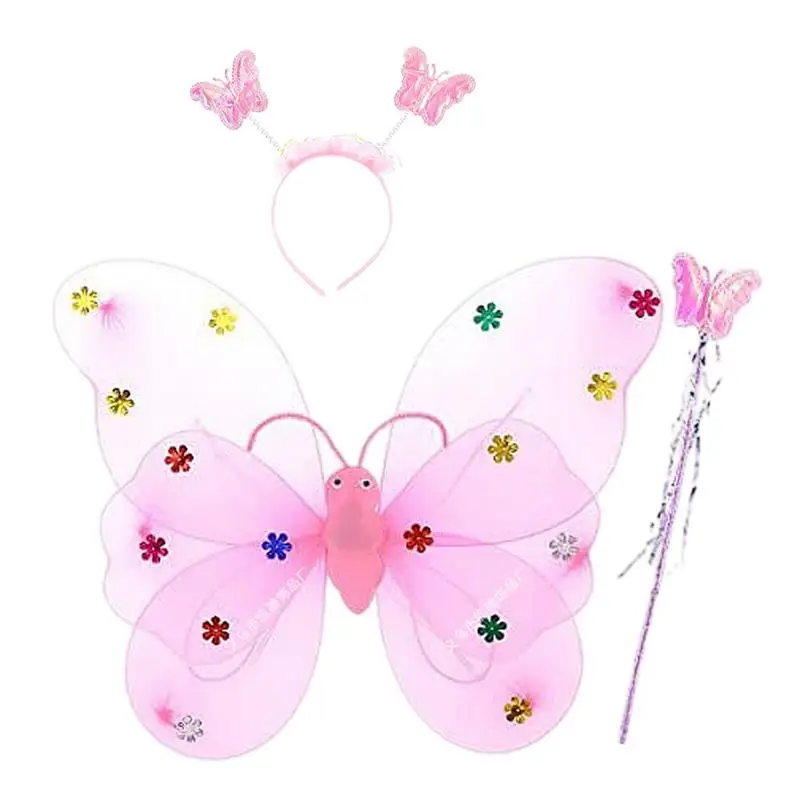 

Fairy Wings Costume Kid GirlsFairy Wings With Wands And Glowing Headbands Fairy Elf Princess Angel Wings For Women Girls Stage