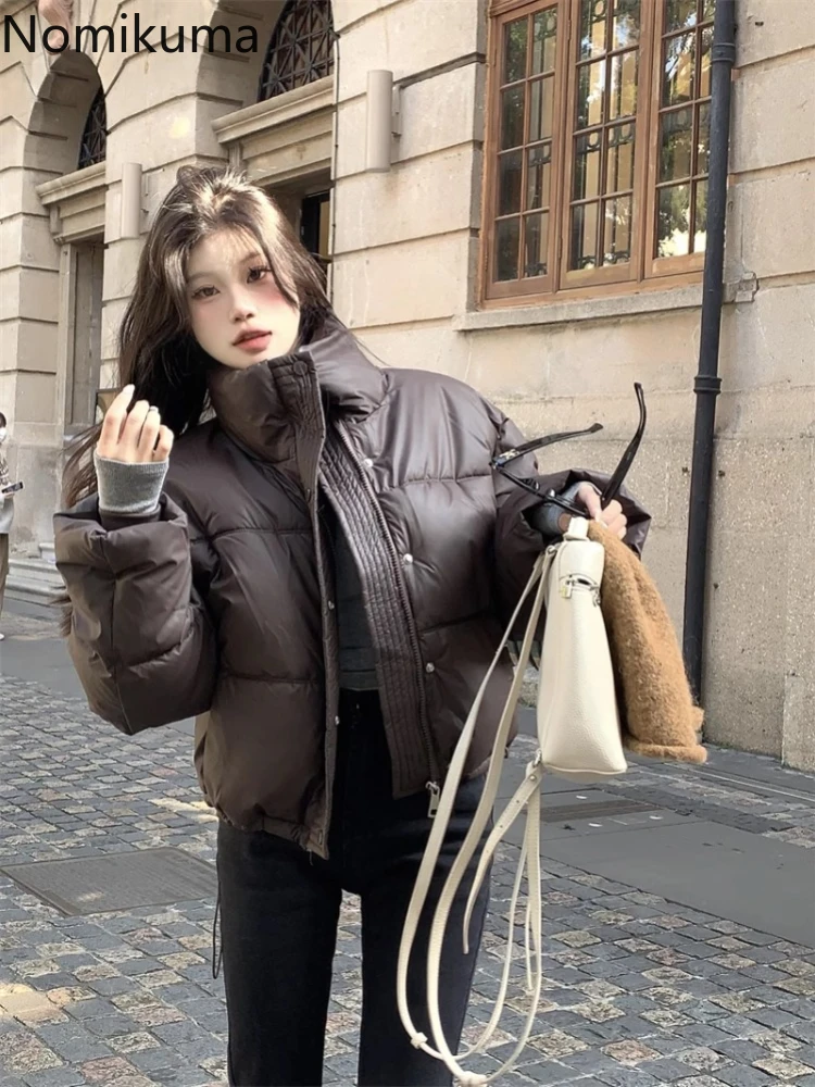 Зимняя одежда кожаные парки со стойкой женские винтажные модные утолщенные