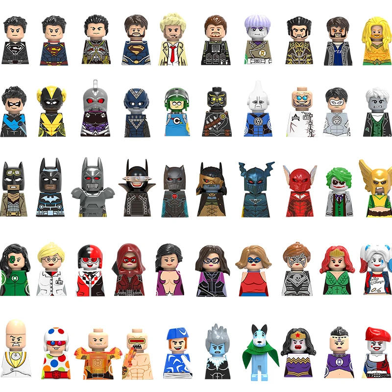 DC строительные блоки Бэтмен Робин ночной охотничке головы героев мультфильма Atom Рик флаг мини-фигурки сборные куклы мини-игрушки для детей
