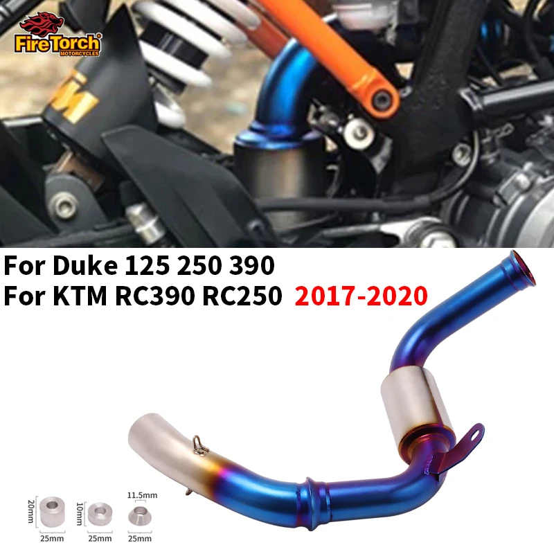 

For KTM DUKE 390 250 125 RC390 RC250 2017-2020 Motorcycle 50.8MM Exhaust Half Blue Mid Link Pipe Escape Moto Modify Muffler