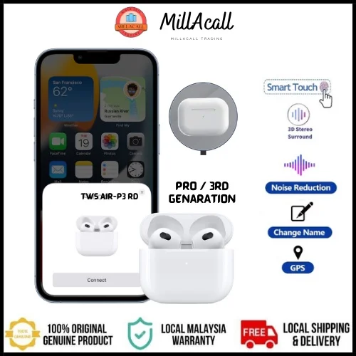 

[LOCAL STOCK] High QUALITY TWS AIR-P3/AIR-P3 PRO GPS+RENAME Bluetooth earphone sensor detection,pop up WIRELESS CHARGING