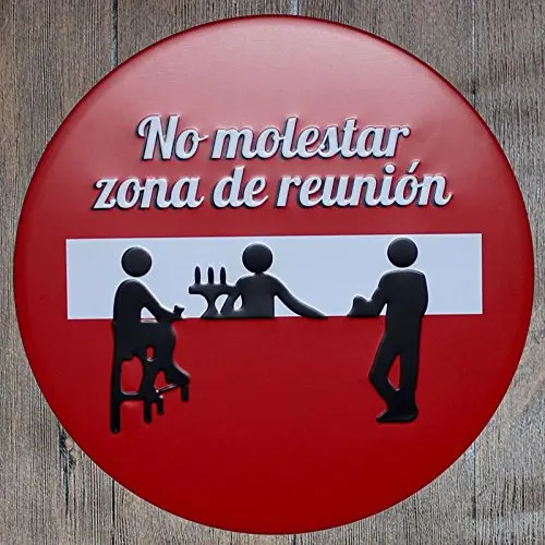 

metal tin sign no molestar Zona de Reunion Round Suitable for Home and Kitchen Bar Cafe Garage Wall Decor Retro Vintage Diameter