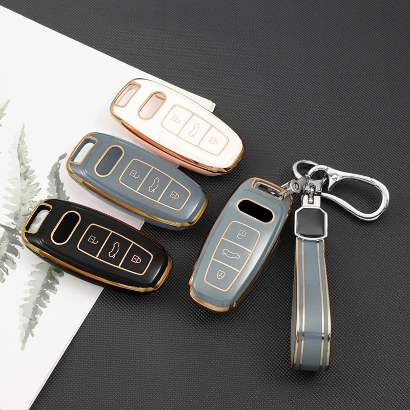 

TPU Car Key Case Cover Keychain Protection For Audi A3 A4 B9 A6 C8 A7 S7 4K A8 D5 S8 Q7 Q8 SQ8 E-tron 2018 2019 2020 2021 Style
