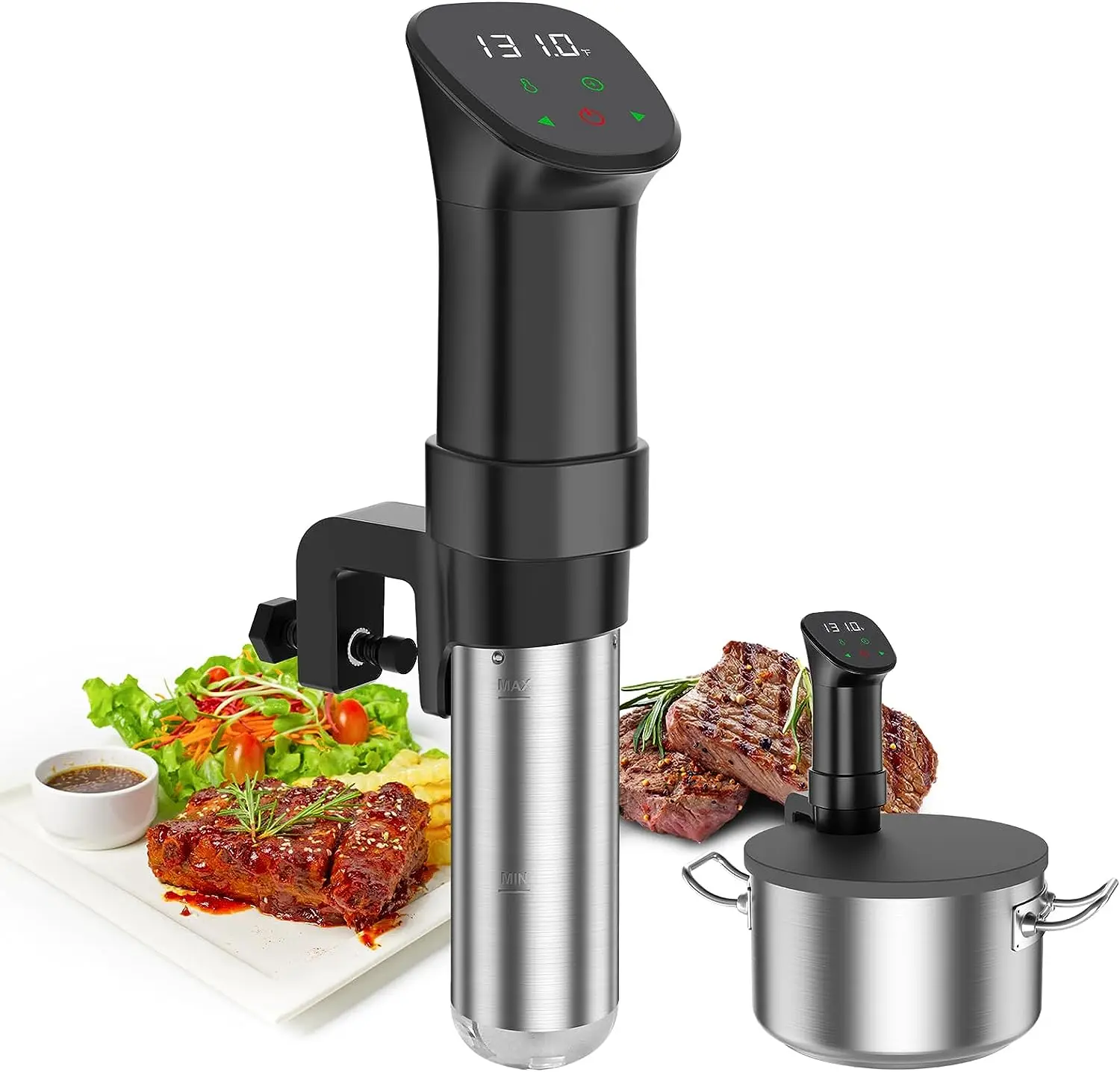 

Vide Machine-Suvee Cooker-Rocyis Sous Vide Kit with Lid, Recipes-1000W Fast Heating/Thermal Immersion Circulator/ Accurate Tempe