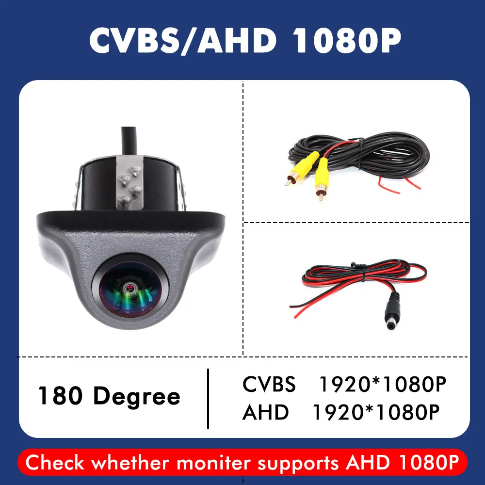 

AHD 4K CCD 180-градусный объектив «рыбий глаз» Автомобильная задняя боковая камера переднего вида HD Широкоугольная камера заднего вида Водонепроницаемая камера ночного видения
