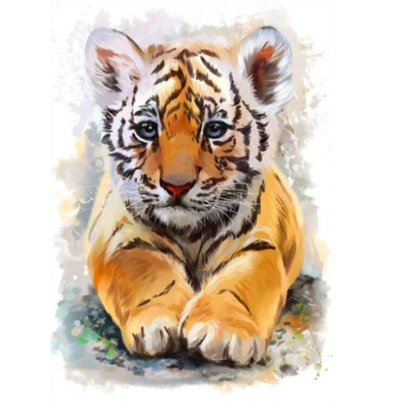 

Diamond Painting 5d Full New Little Tiger Embroidery Diamond Painting Kit Animal Mosaic Cross Stitch Home Decor