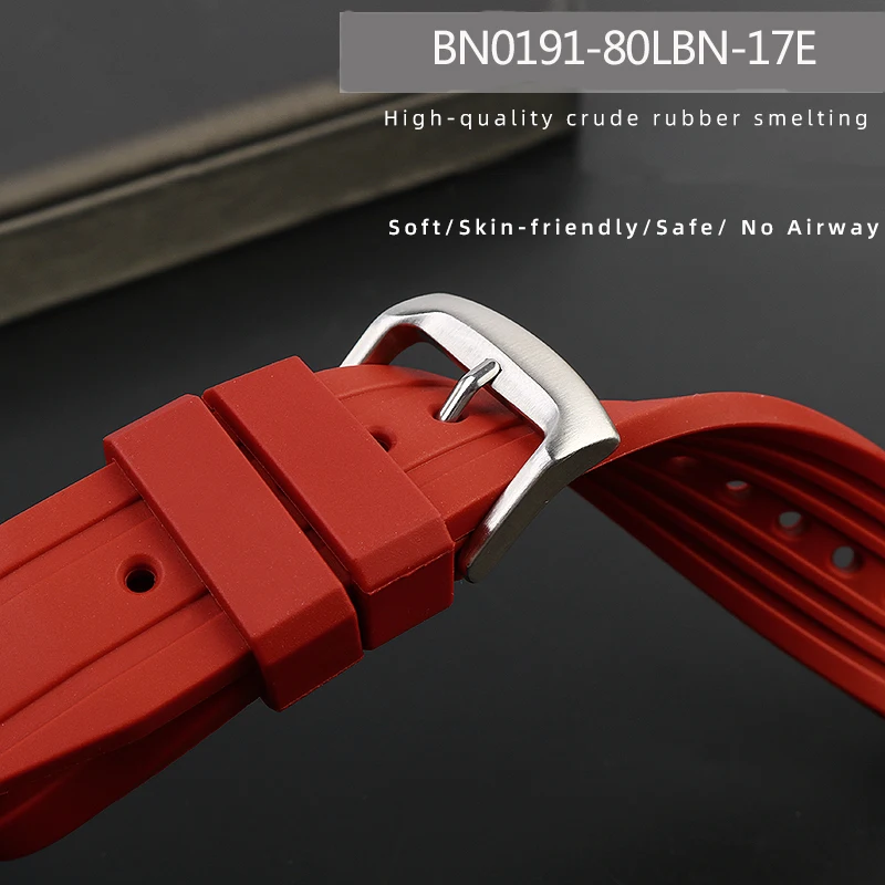 22mm Rubber Curved Watch Strap for Citizen Light Kinetic Energy BN0190 BN0191-80LBN-17E Diving BN0193 Men's Silicone Watchband
