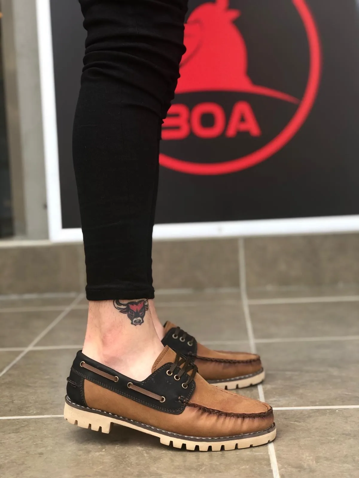 

BveA Store men's fashion spring summer winter comfortable daily ER0037 Laced Corcik Tan Black Classic Sports Men 'S Shoes