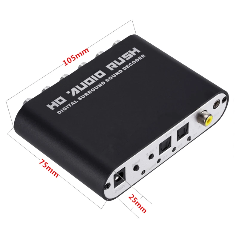 Digital 5.1 Audio Decoder Dolby Dts/Ac-3 Optical To 5.1-Channel RCA Analog Converter Sound Adapter Amplifier | Электроника