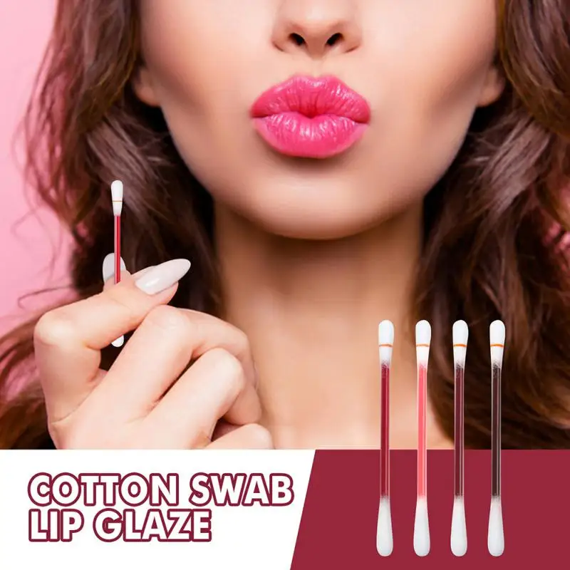 

1pcs Tattoo Lipsticks Disposable Cotton Swab Lip Glaze Dye Lip Liquid Lipstick Lip Gloss Non-stick Cup Flocking Lip Brush Women