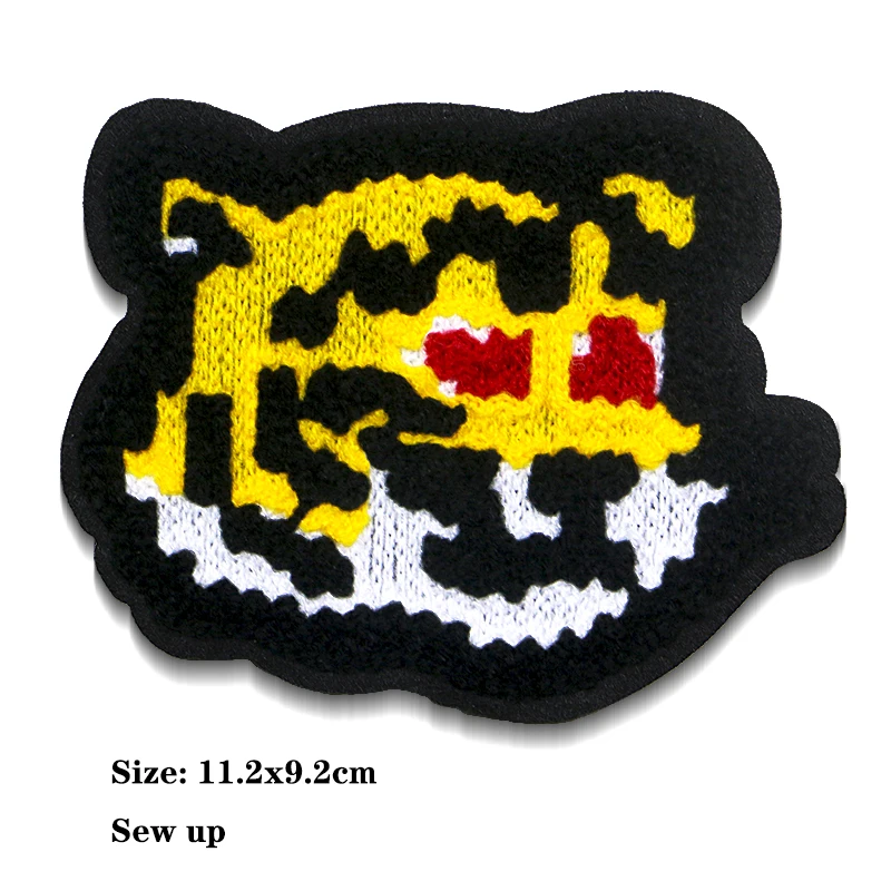 Милая Вышивка в форме сердца с тигром и маленьким медведем из шенили аппликация