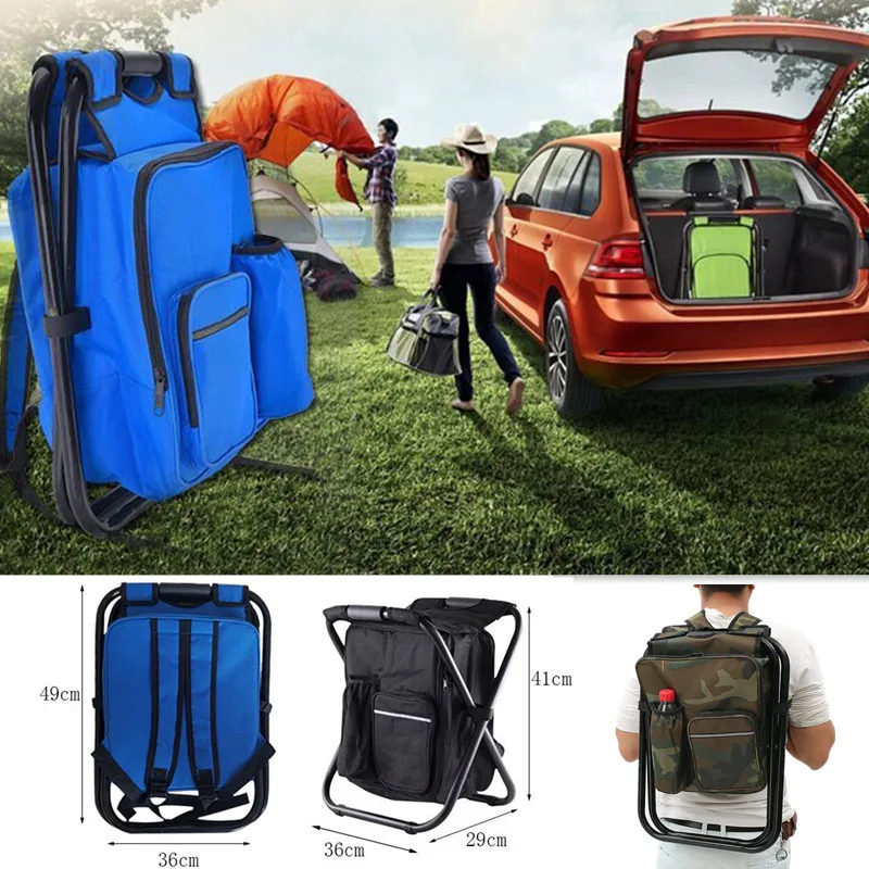 2 in 1 Folding Fishing Chair Bag Fishing Backpack Chairs Stool Convenient Wear-resistantv for Outdoor Hunting Climbing Equipment 2