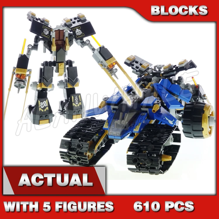 610pcs Shinobi Legacy Thunder Raider 2in1 Vehicle Nindroid Warrior Earth Mech 11493 Building Blocks toys Compatible With Model