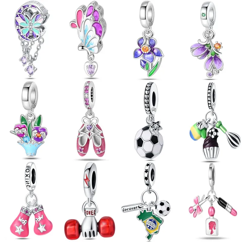 Подвеска-Шарм для браслета Pandora оригинальный Серебристый браслет с цветком