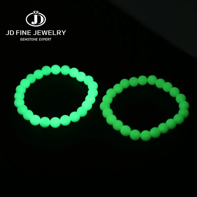 

JD Synthetic Luminous Stone Bead Bracelets Women Fashion Glowing In the Dark Buddhist Bead Charm Strand Bangles Female Yoga Gift