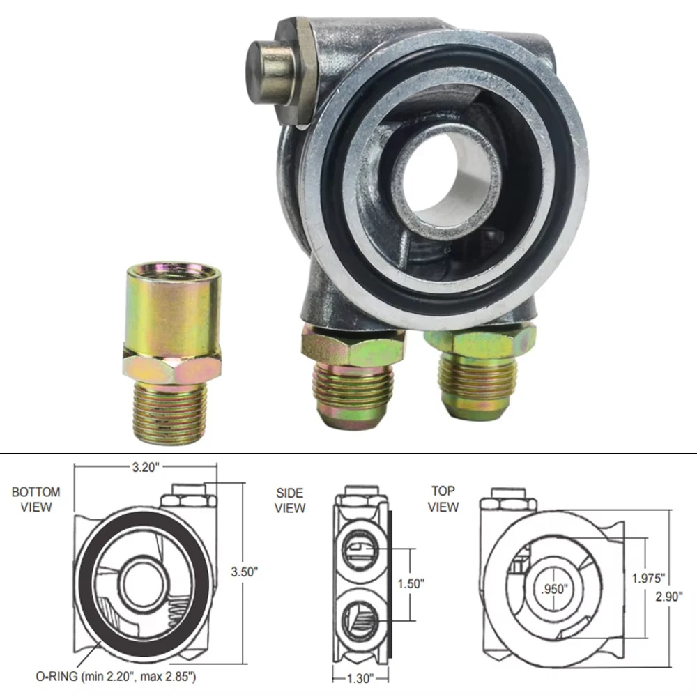 Сэндвич-пластина фильтра масляного радиатора + адаптер термостата 3/4 дюйма 16-UNF с