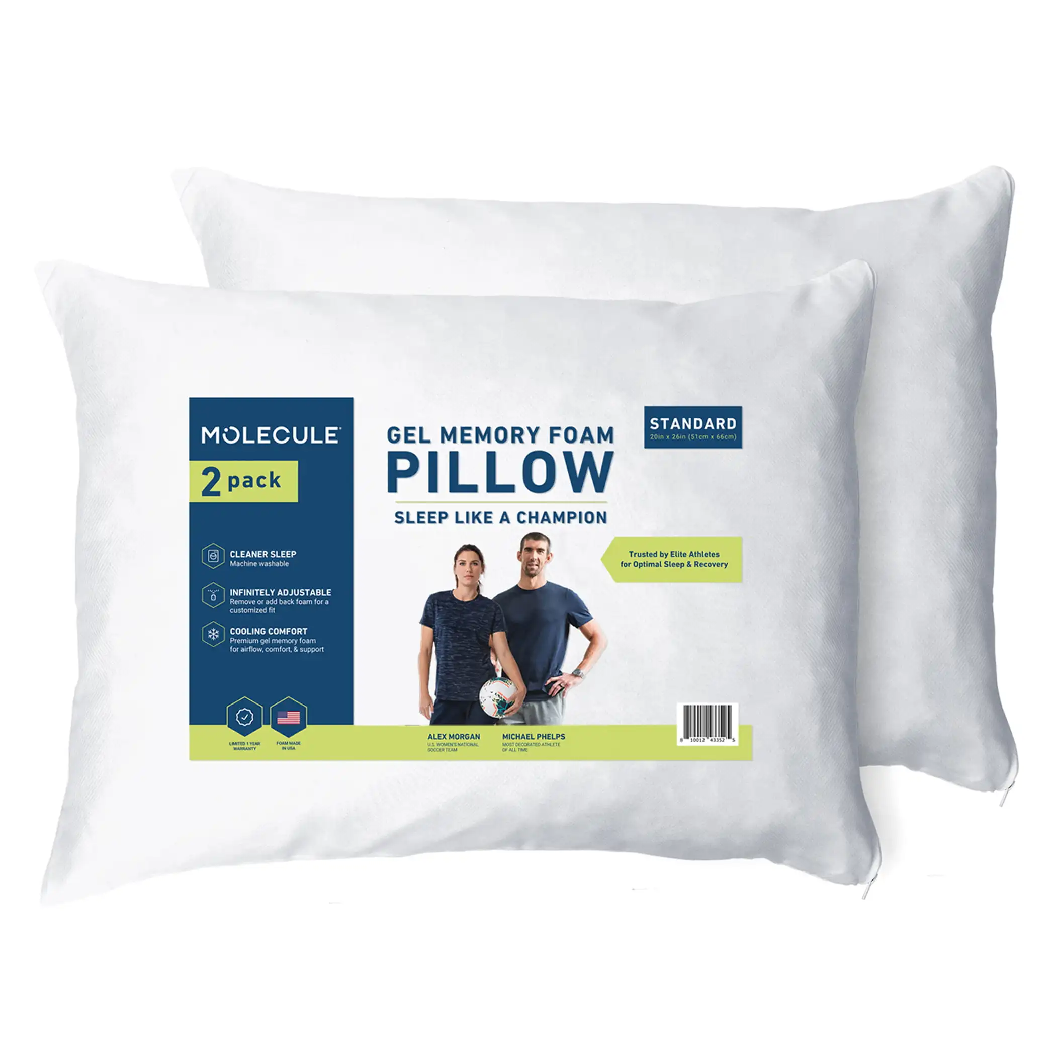 

Gel Memory Foam Pillow Standard/Queen 2 Pack