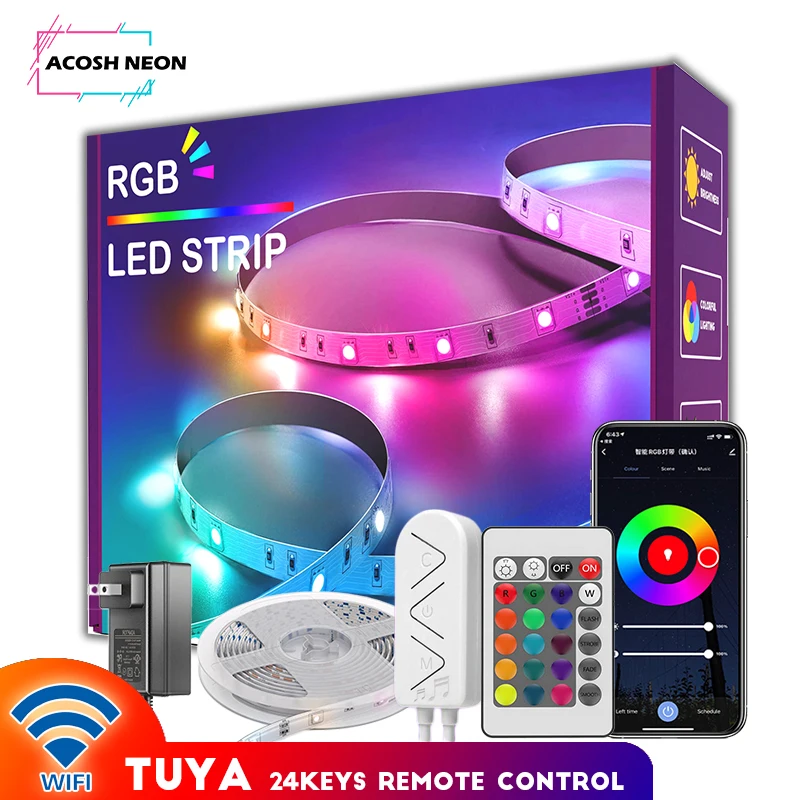 Smart Life led strip lights with remote 18/30/60LEDs/M led rope light color changing led for bedroom Decoration Voice Control