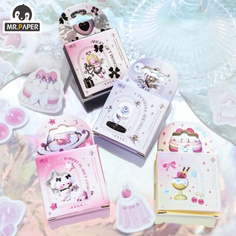 

Mr. Paper 46pcs/box Star Pattern Cute Box Sticker Girl Heart Kawaii Sealing Sticker Handbook DIY Decoration Stationery