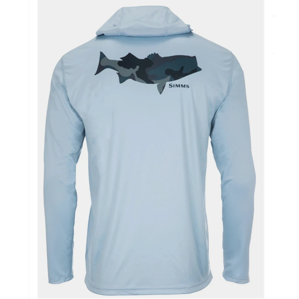 

Simms Fishing Shirts Long Sleeve Tech Hoody Protection Uv Sun Upf Men's Quick Dry Fishing Shirt Outdoor Sport Fish Clothing