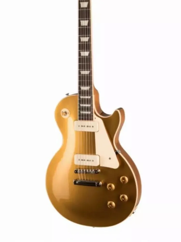 

2023 New Arrival!!! Gold Color Standard LP Electric Guitar, Solid Body With Flame Top ,Rosewood Fretboard, Yellow Pickups,