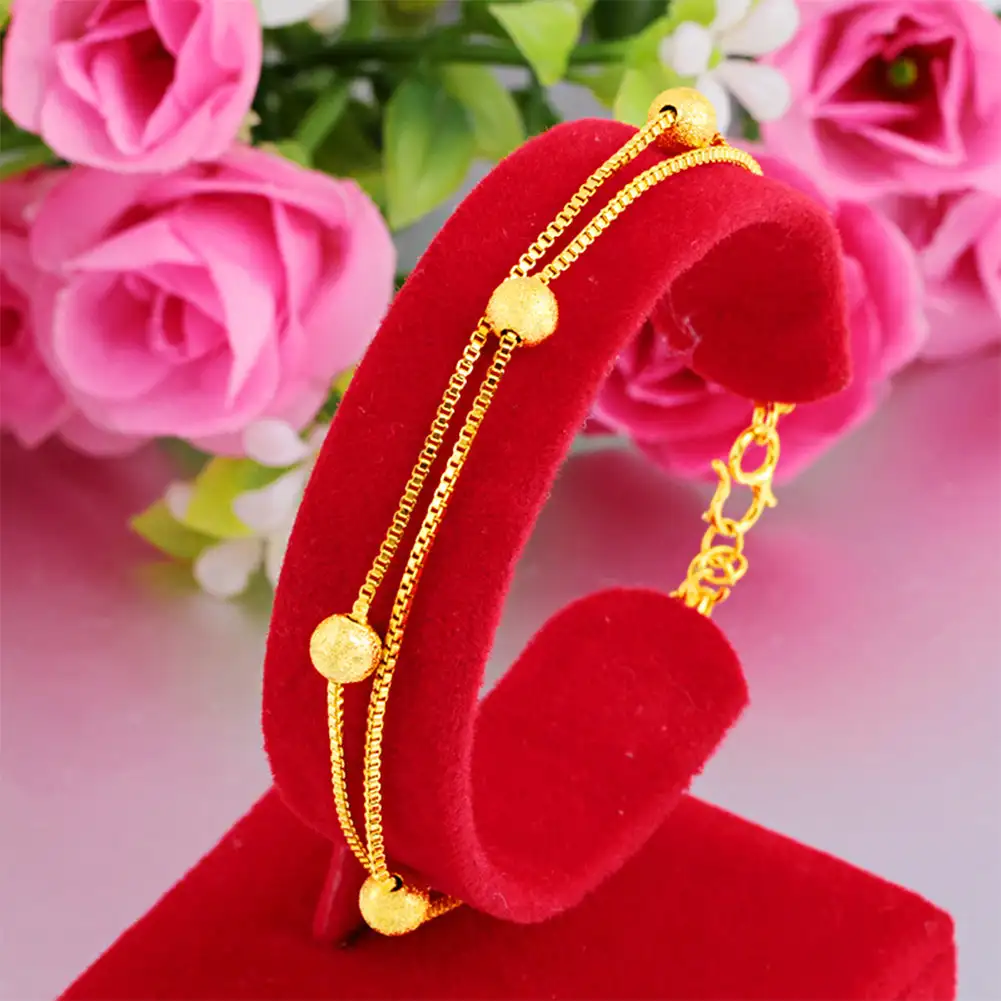 Модный золотистый матовый двухниточный песочный золотой браслет в стиле панк