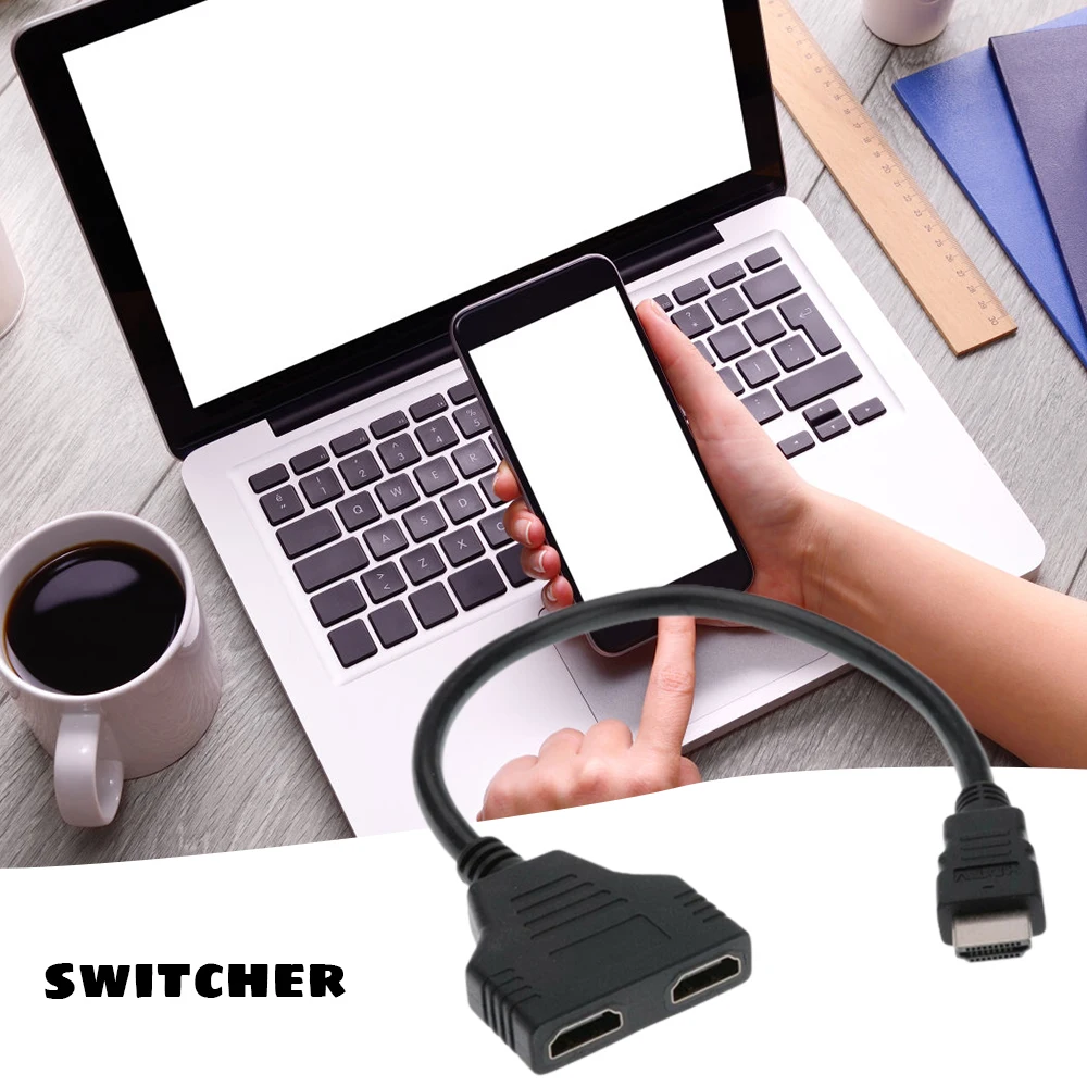 

Splitter Cable HDMI-compatible 1 in 2 out 1080P Dual Port Video Converter Satellite TV Splitters Multiviewer Switch
