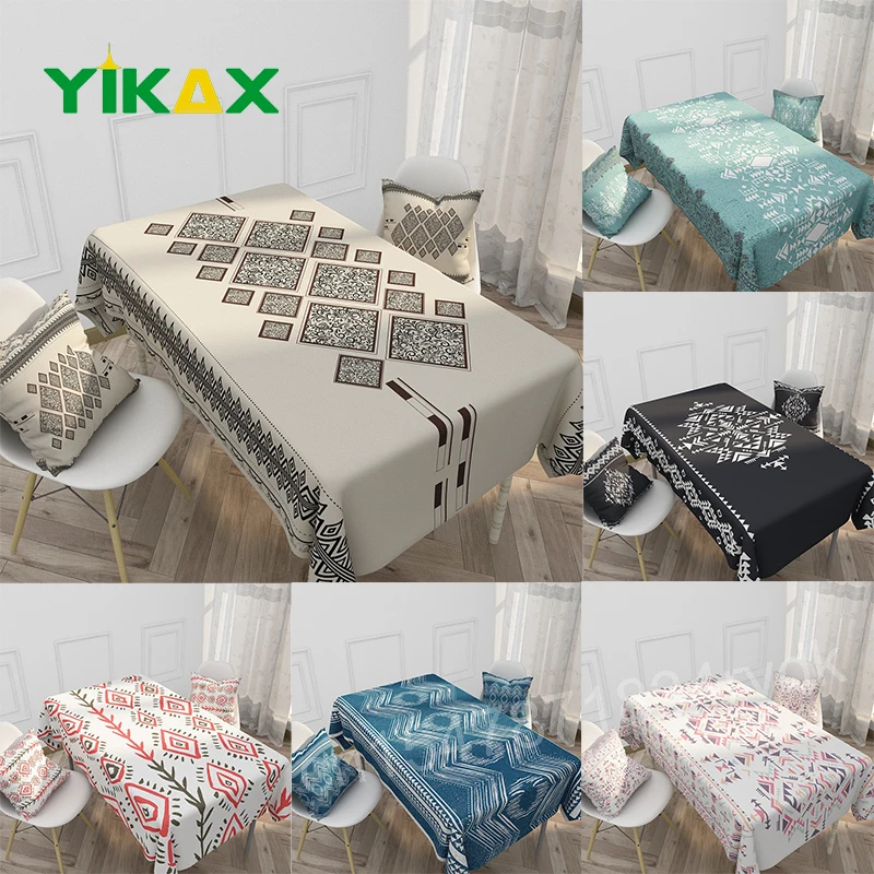 

Ethnic Style Simple Printed Tablecloth Home Decor Desk Tea Table Dining Table Cover Washable Dustproof Tablecloth Picnic Mat