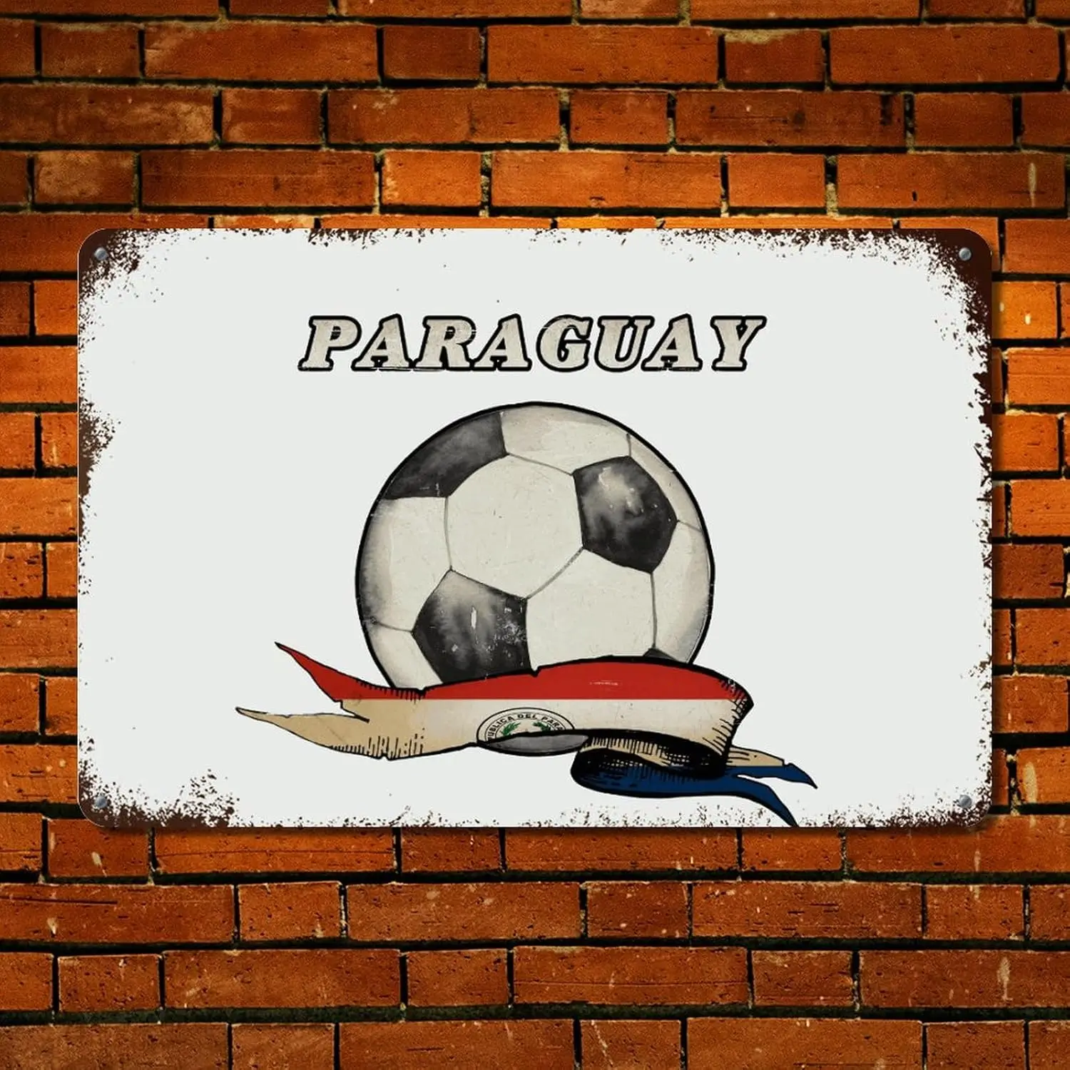 Металлический настенный знак с флагом Парагеи Флаг винтажным футбольным